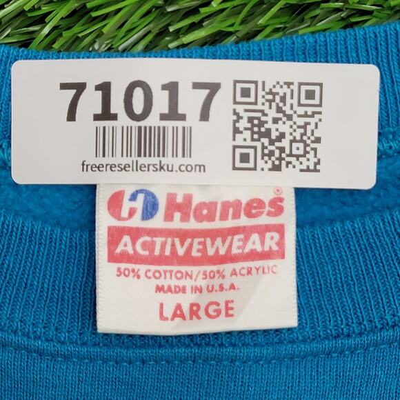 Vintage 90s Hanes Blank Sweatshirt Womens Large 21x22 Boxy Blue - Picture 8 of 11
